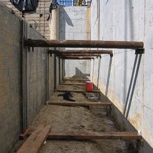 National Trench Safety aluminum trench shield installation