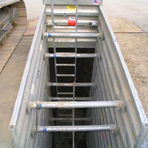 National Trench Safety aluminum trench shields onsite