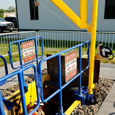 Warning signs in work zone safety system with davit arm
